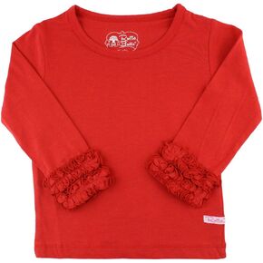 RuffleButts Ruffled Long Sleeve Layering Tee - Antique Blue - 3T