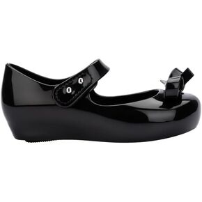 mini melissa Ultragirl Bow Mary Jane Flats for Toddlers and Babies - Comfortable & Cute Peep Toe Jelly Flat Shoes with Transparent Upper and Small Bow for Little Girls, Blue, 9