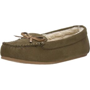 Cushionaire Women's Sabina Moccasin Slipper +Memory Foam , BROWN 8.5