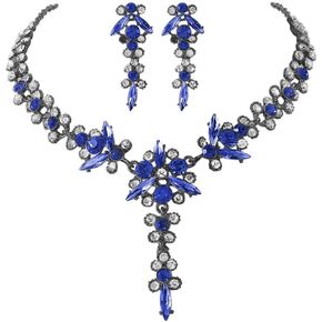 Unicra Bride Necklace Earrings Set Crystal Bridal Wedding Jewelry Sets Rhinestone Choker Necklace Prom Costume Jewelry for Women and Girls