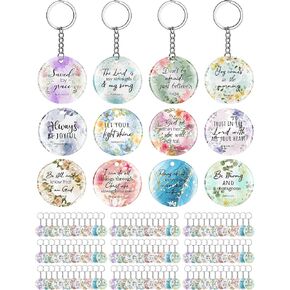 Janmercy 120 Pcs Acrylic Christian Keychain Floral Bible Verse Keychain Religious Scripture Gifts Key Ring Jewelry Gifts for Women Men Girls Boys Inspiration