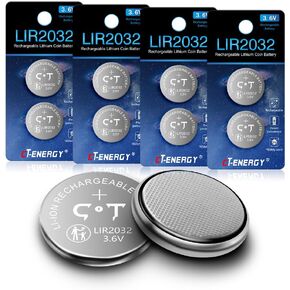 CT-ENERGY Lithium Coin Button Cells Battery Charger with 4 Pack 3.6V Rechargeable Lir2032 Batteries Replace 3V CR2032 Battery
