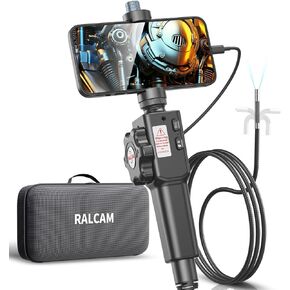 Two-Way Articulating Borescope RALCAM 6.2mm Steerable Probe Inspection Camera for Automotive Aircraft Mechanics Compatiable with iPhone & Android Cellphone 3.3FT IP67 Waterproof Flexiable Cable