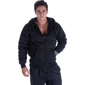 Men's Hoodies Full Zip Sherpa Lined Heavyweight Fleece Warm Sweatshirts Big Tall (Black, XX-Large)