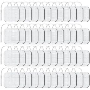 AUVON TENS Unit Replacement Pads 2"x2" 48 Pcs Value Pack, Reusable Latex-Free TENS Pads Electrode with Upgraded Self-Adhesion, Non-Irritating Pigtail Pads for Muscle Stimulator Electrotherapy