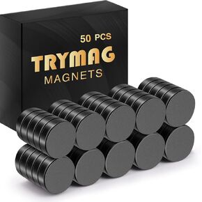 TRYMAG 120Pcs Small Refrigerator Magnets, Black Rare Earth Magnets for Fridge, 10x3mm Strong Neodymium Magnets Round Circle Magnets for Whiteboard, Billboard, Crafts, Office, Tiny Round Button Magnets