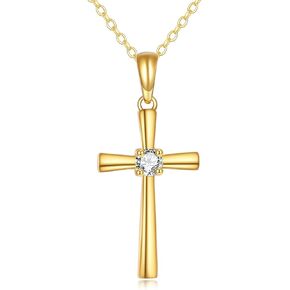 KECHO 14k Gold Cross Necklace for Women Dainty Gold Solid Heart Pendant Jewelry Gifts for Her