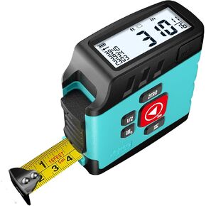 شريط قياس رقمي 2 في 1 من ACPOTEL - قياس شريط قياس 16 قدم، قابل لإعادة الشحن عبر USB شريط قياس فوري لعرض البيانات، 20 مجموعة ذاكرة تاريخية لقياس دقيق