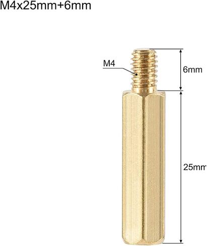 مسامير فاصل خيط ذكر إلى أنثى نحاسية سداسية المواجهة M4 x 50 مم + 6 مم عمود PCB للطائرة بدون طيار كوادكوبتر والكمبيوتر ولوحة الدوائر، حزمة من 15 in Kuwait