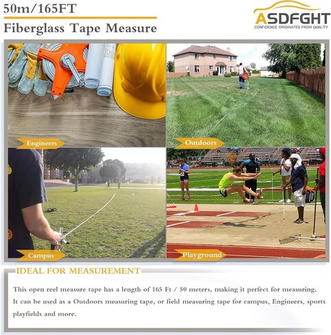 Open Reel Tape Measure 330 Feet, Fiberglass Tape Measure, Yard Measuring Tape Fit for Sports Field, Outdoor, Engineer,Track, Durable Dual-Sided Measuring Reel with Feet and Meters (1/2') in Kuwait