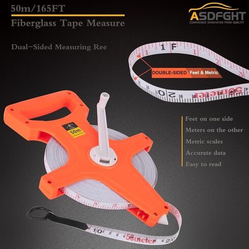 Open Reel Tape Measure 330 Feet, Fiberglass Tape Measure, Yard Measuring Tape Fit for Sports Field, Outdoor, Engineer,Track, Durable Dual-Sided Measuring Reel with Feet and Meters (1/2') in Kuwait