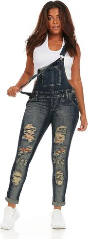 cover girl Women's Size Denim Overalls Bib Strap Button Skinny Fit, Acid wash, Plus 20W in Saudi Arabia