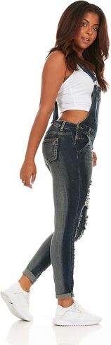 cover girl Women's Size Denim Overalls Bib Strap Button Skinny Fit, Acid wash, Plus 20W in Saudi Arabia