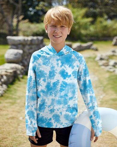 BesserBay Boys Sun Protection Hooded Long Sleeve Rashguard Shirt 1-14 Years in Kuwait