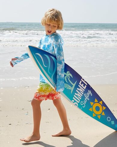 BesserBay Boys Sun Protection Hooded Long Sleeve Rashguard Shirt 1-14 Years in Kuwait