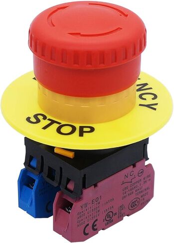 TWTADE / 22mm 2 NC Red Mushroom Latching Emergency Stop Push Button Switch 10A 600V (Warranty 3 years) YW1B-V4E02R in Kuwait