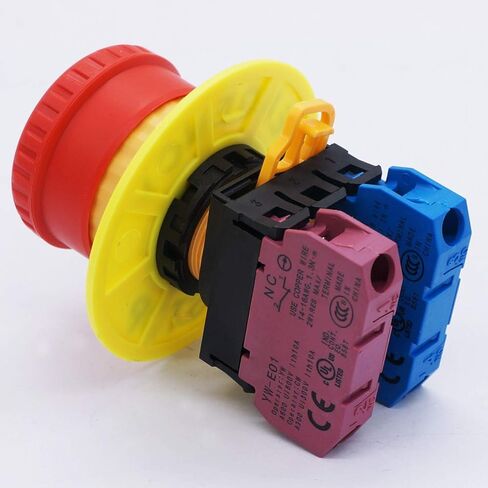 TWTADE / 22mm 2 NC Red Mushroom Latching Emergency Stop Push Button Switch 10A 600V (Warranty 3 years) YW1B-V4E02R in Kuwait