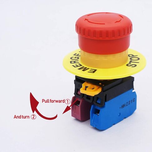 TWTADE / 22mm 2 NC Red Mushroom Latching Emergency Stop Push Button Switch 10A 600V (Warranty 3 years) YW1B-V4E02R in Kuwait