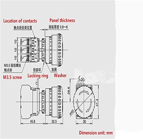 TWTADE / 22mm 2 NC Red Mushroom Latching Emergency Stop Push Button Switch 10A 600V (Warranty 3 years) YW1B-V4E02R in Kuwait
