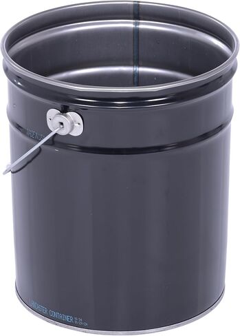 Vestil PAIL-STL-RI سطل فولاذي مفتوح الرأس بمقبض، سعة 5 جالون، أسود، عبوة من قطعة واحدة in Kuwait