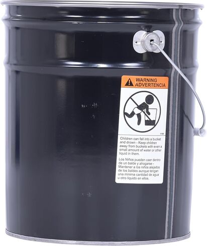 Vestil PAIL-STL-RI سطل فولاذي مفتوح الرأس بمقبض، سعة 5 جالون، أسود، عبوة من قطعة واحدة in Kuwait