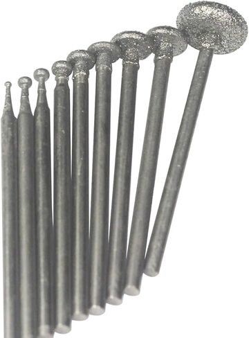 𝐋𝐮𝐨 𝐤𝐞 10 Pcs Inverted Trapezoidal Shape Diamond Burr Set, 3/32'' Shank Diamond Mounted Stone Carving Bits for Rotary Tools in Kuwait