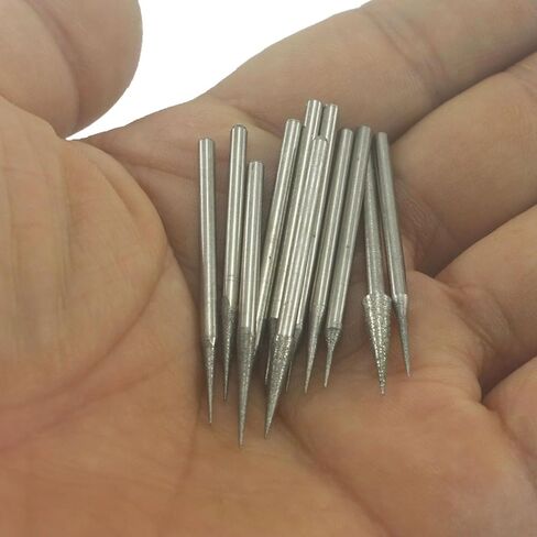 𝐋𝐮𝐨 𝐤𝐞 10 Pcs Inverted Trapezoidal Shape Diamond Burr Set, 3/32'' Shank Diamond Mounted Stone Carving Bits for Rotary Tools in Kuwait