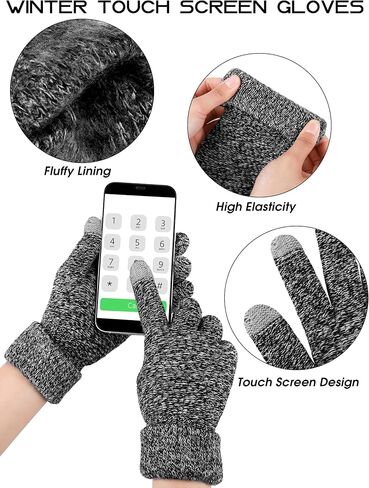 URATOT 4 Packs Winter Warm Set Knitted Pompom Hat Scarf Touch Screen Gloves Ear Warmer 4 In 1 Set for Men or Women in Saudi Arabia