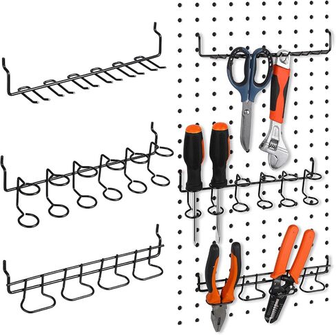 6 Pieces Pegboard Screwdriver Holders Organizer Pegboard Plier Holders Stainless Steel Peg Board Tool Utility Hooks Accessories Shelving Display Multi-Ring Tool Organizer Racks for Shop Store (Silver) in Kuwait