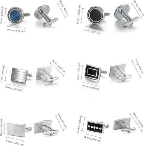 Wynameleri Cufflink 12 Pairs, Classic Fashion Men's Cuff Links Silver-tone Gold-tone Black for Business Wedding Party Gift Box in Saudi Arabia