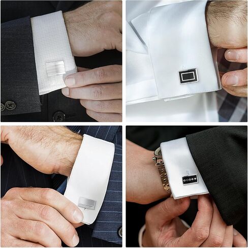 Wynameleri Cufflink 12 Pairs, Classic Fashion Men's Cuff Links Silver-tone Gold-tone Black for Business Wedding Party Gift Box in Saudi Arabia