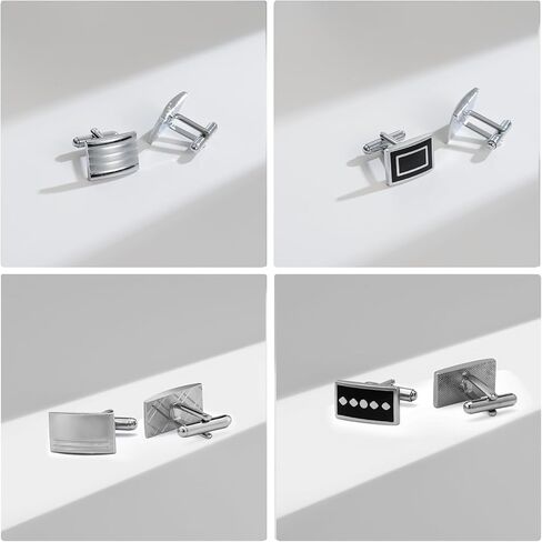 Wynameleri Cufflink 12 Pairs, Classic Fashion Men's Cuff Links Silver-tone Gold-tone Black for Business Wedding Party Gift Box in Saudi Arabia