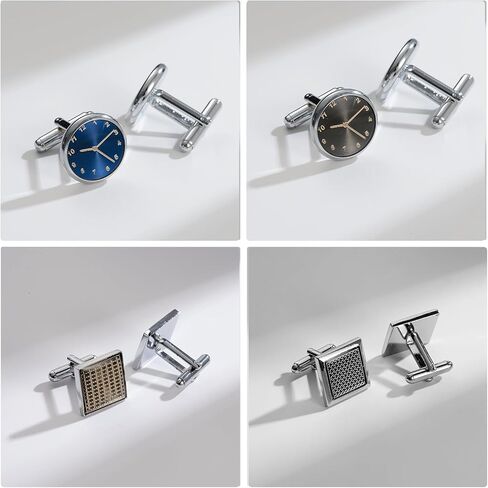 Wynameleri Cufflink 12 Pairs, Classic Fashion Men's Cuff Links Silver-tone Gold-tone Black for Business Wedding Party Gift Box in Saudi Arabia