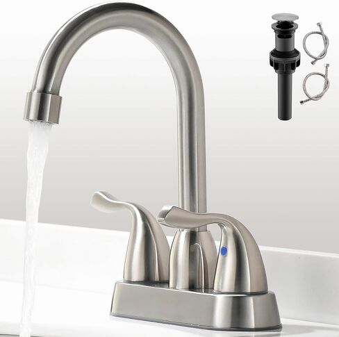 FROPO 2 مقبض صنبور حوض الحمام الأسود - 4 بوصة صنبور مركزي للحمام 2 أو 3 فتحات صنبور مرحاض الحمام صنابير حوض الغرور مع استنزاف منبثق وخطوط إمداد باللون الأسود غير اللامع in Kuwait