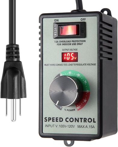 HARMNEE AC Electric Fan Variable Speed Controller, AC 100V-120V & 15A Max, AC Motor Speed Controller Electronic Voltage Regulator with Black-Coated Matt Metal Shell & Voltage LED Display Screen in Kuwait