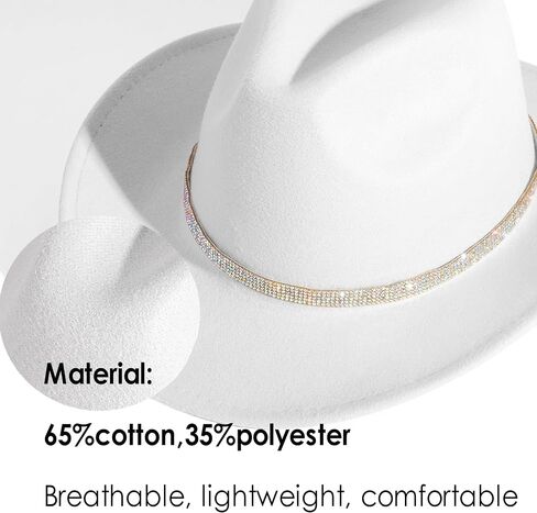 HUDANHUWEI Rhinestone Cowgirl Cowboy Hat Shiny Wide Brim Hat for Party in Saudi Arabia
