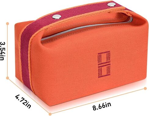 Sluxa Fashion Makeup Bag for Women, Orange Red Canvas Make up Travel Bag, Hanging Cosmetic Bag Organizer for Women in Kuwait