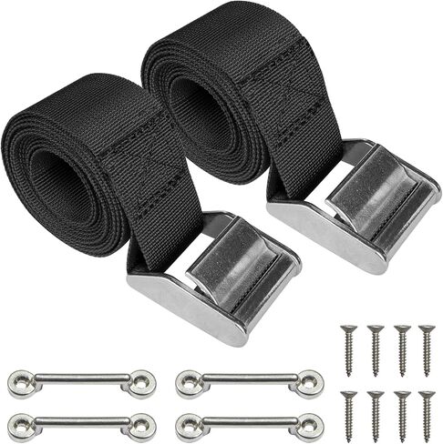 70inch Nylon Battery Tie Down Strap Anti-UV Battery Hold Down Heavy Duty Lashing Strap with Stainless Steel 316 Cam Buckle,Stainless Steel Deck Loop and SS Screws (1)(yunhong14673) in Kuwait