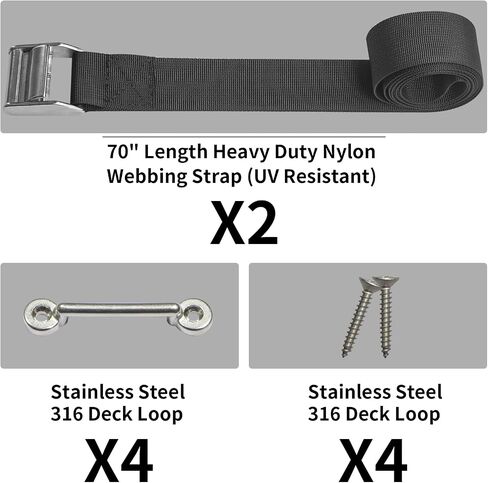 70inch Nylon Battery Tie Down Strap Anti-UV Battery Hold Down Heavy Duty Lashing Strap with Stainless Steel 316 Cam Buckle,Stainless Steel Deck Loop and SS Screws (1)(yunhong14673) in Kuwait
