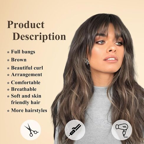 HAIRCUBE Natural Brown Bob Wigs,Chocolate Brown Short Wavy Wig With Bangs for Women,Synthetic Shoulder Length for Party and Dailty Use in Kuwait