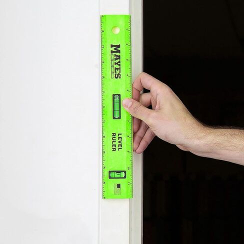 Mayes 10744 قاعدة مستوى البوليسترين، أداة تسوية 48 بوصة، حافة مستقيمة، قياسات سهلة القراءة للمركز، مع قوارير راسيا ومستوى، أخضر in Kuwait