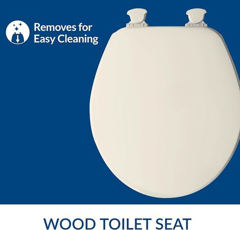 تشيرتش مقعد مرحاض 540EC 346 مع مفصلات سهلة التنظيف والتغيير، مستدير، خشب متين مطلي بالمينا، بسكويت/كتان in Kuwait