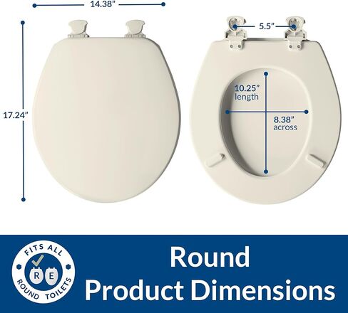 تشيرتش مقعد مرحاض 540EC 346 مع مفصلات سهلة التنظيف والتغيير، مستدير، خشب متين مطلي بالمينا، بسكويت/كتان in Kuwait