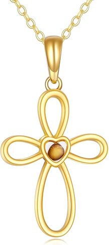 KECHO 14k Gold Cross Necklace for Women Dainty Gold Solid Heart Pendant Jewelry Gifts for Her in Kuwait