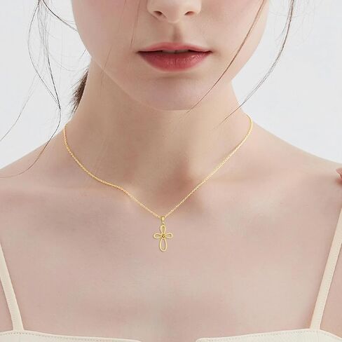 KECHO 14k Gold Cross Necklace for Women Dainty Gold Solid Heart Pendant Jewelry Gifts for Her in Kuwait