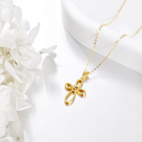 KECHO 14k Gold Cross Necklace for Women Dainty Gold Solid Heart Pendant Jewelry Gifts for Her in Kuwait