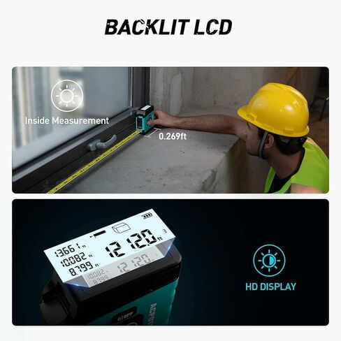 شريط قياس رقمي 2 في 1 من ACPOTEL - قياس شريط قياس 16 قدم، قابل لإعادة الشحن عبر USB شريط قياس فوري لعرض البيانات، 20 مجموعة ذاكرة تاريخية لقياس دقيق in Kuwait