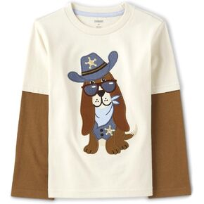 Gymboree,and Toddler Embroidered Graphic Long Sleeve Layered T-Shirts,Apple Truck,4T