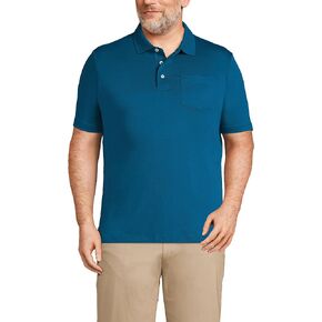 Lands' End Mens Short Sleeve Pocket Supima Polo Baltic Teal Regular XX-Large