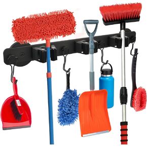 UNUSFIRE Mop Broom Holder Heavy Duty,Magnetic Mop Hangers Strong 4Rack Solid Aluminum Non-Slip Magnetic Tool Organizers Rack Storage for Home Kitchen Laundry Garage Workshop